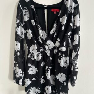 Chic Black and White Floral Romper